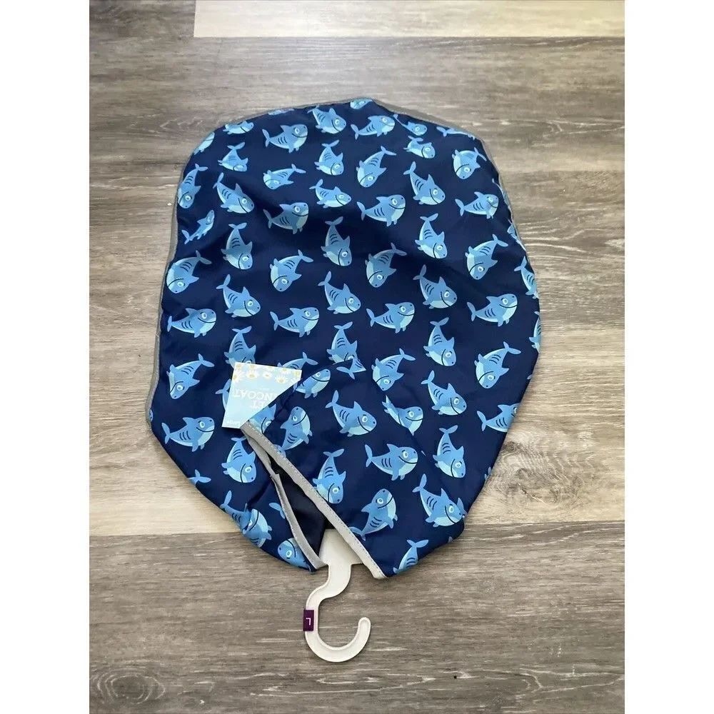 NWT Dog Pet Reflective Raincoat Poncho Sharks Large